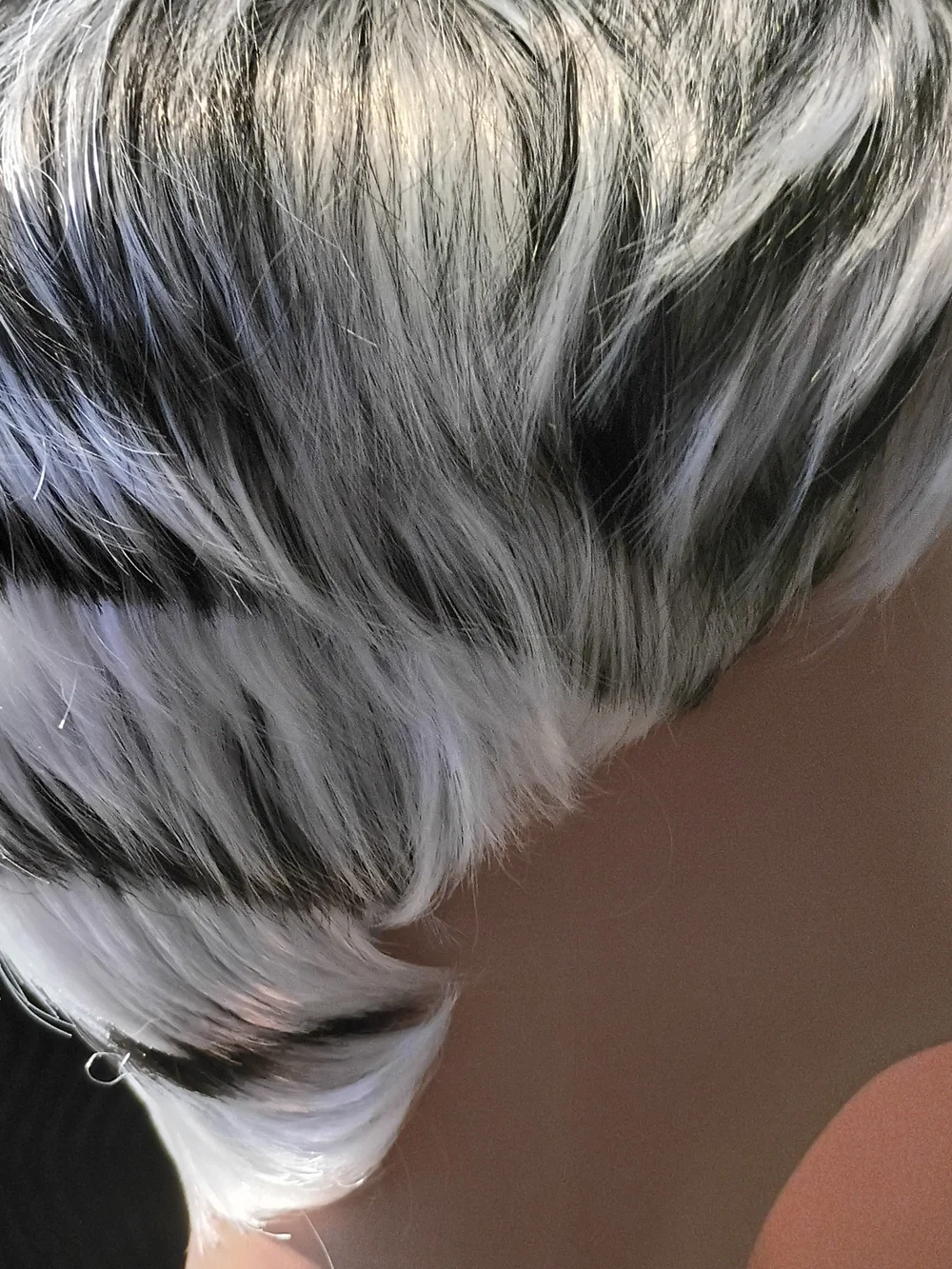 Short Layered Women's Wig in White with Black Stripes